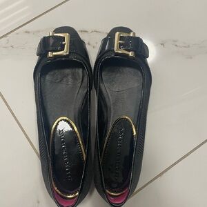 Burberry Black Loafers with Gold Accent